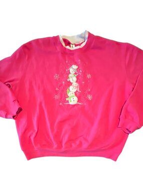 Vintage 90s Decorated Originals Womens Grannycore Snowman‎ Christmas Sweatshirt